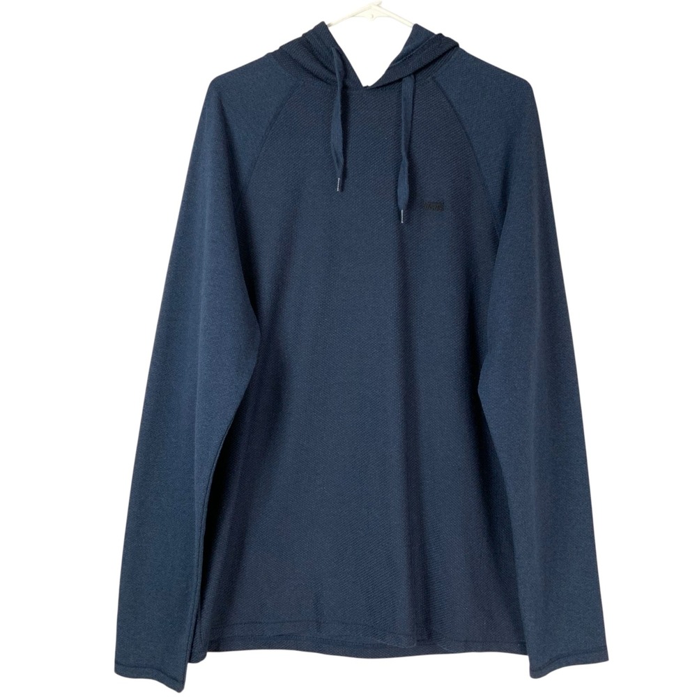 Vans Navy Blue Textured Hooded Raglan Long Sleeve Sweatshirt Large Pullover